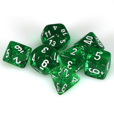 CHX23075 Translucent Green/White Polyhedral Dice
