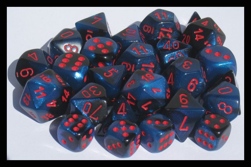 CHX26458 Gemini Starlight Black/Red Polyhedral Dice