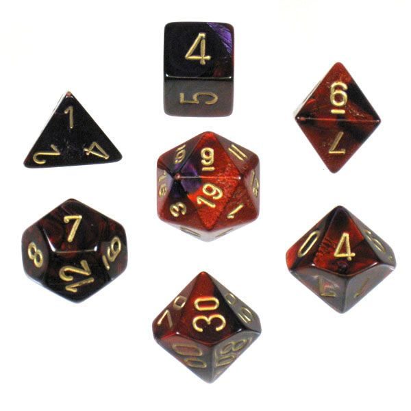 CHX26426 Gemini Purple-Red/Gold Polyhedral Dice