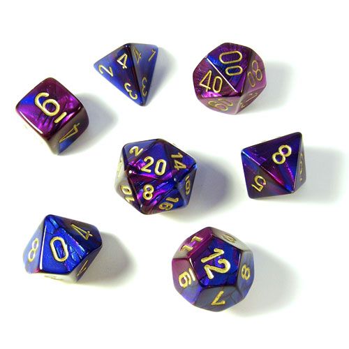CHX26428 Gemini Blue-Purple/Gold Polyhedral Dice