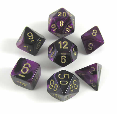 CHX26440 Gemini Black-Purple/gold Polyhedral Dice