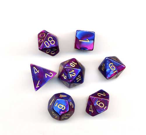 CHX27427 Scarab Polyhedral Royal Blue/gold Polyhedral Dice