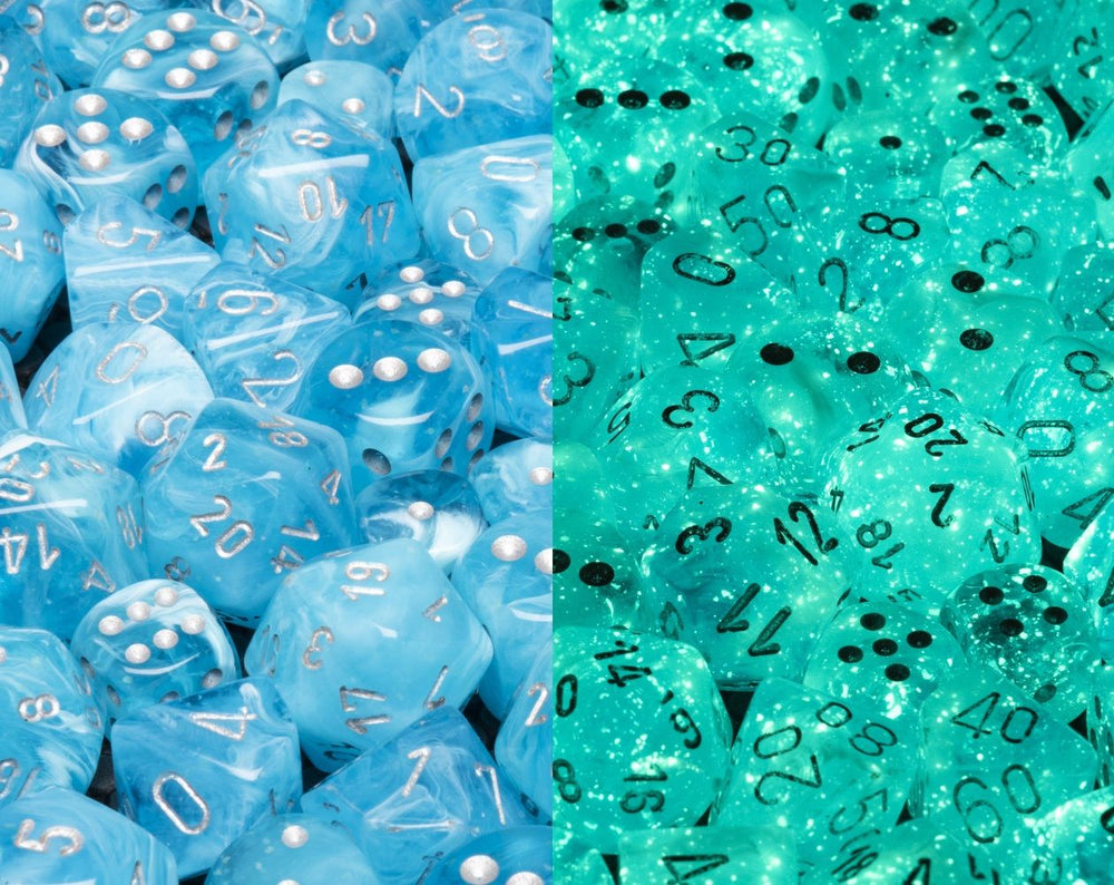 CHX27566 Luminary Polyhedral Sky/Silver Polyhedral Dice