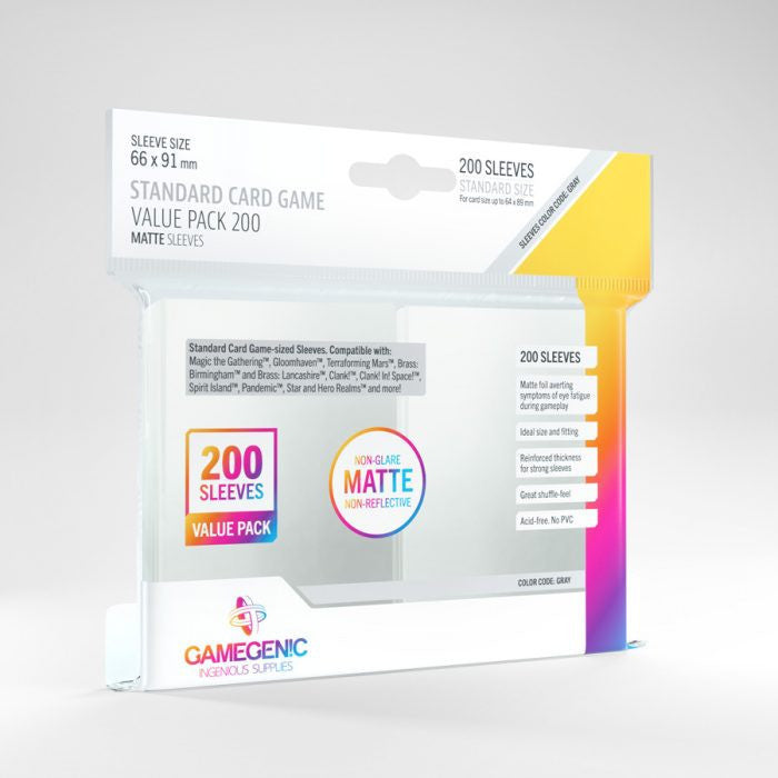 Gamegenic Matte Standard Size Sleeves Value Pack 200ct