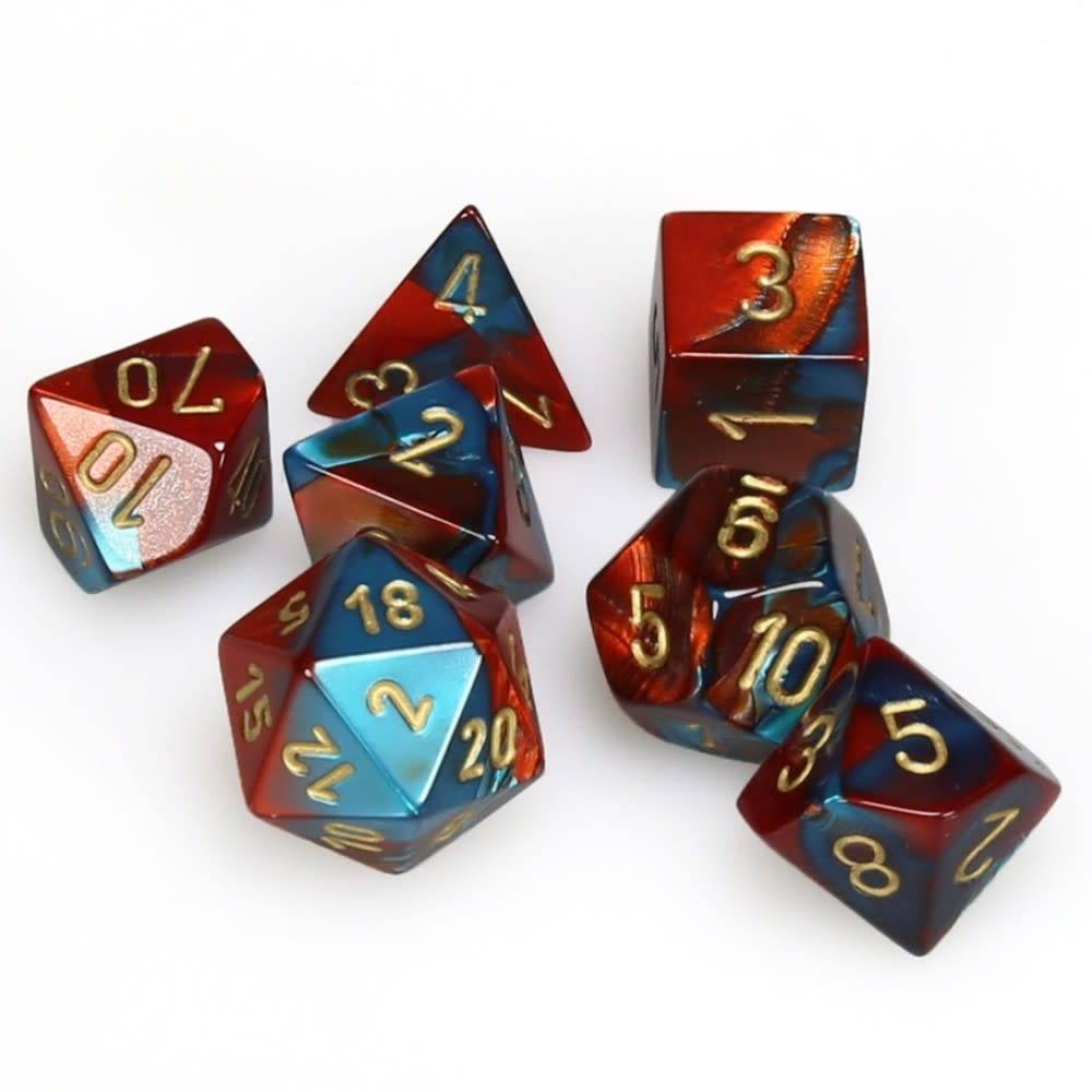 CHX26462 Gemini Red Teal/Gold Polyhedral Dice