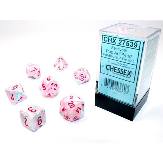 CHX27539 Festive Pop Art/Red Polyhedral Dice