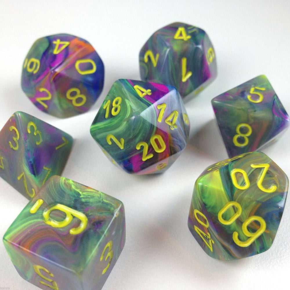 CHX27449 Festive Rio/yellow Polyhedral Dice