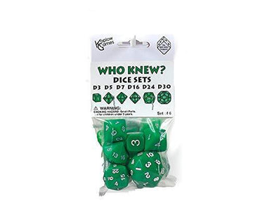 Who Knew? Dice Sets Green with White