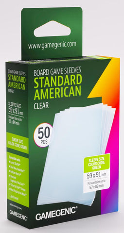 Gamegenic Board Game Card Sleeves - Standard American Clear 59mm x 91mm 50ct