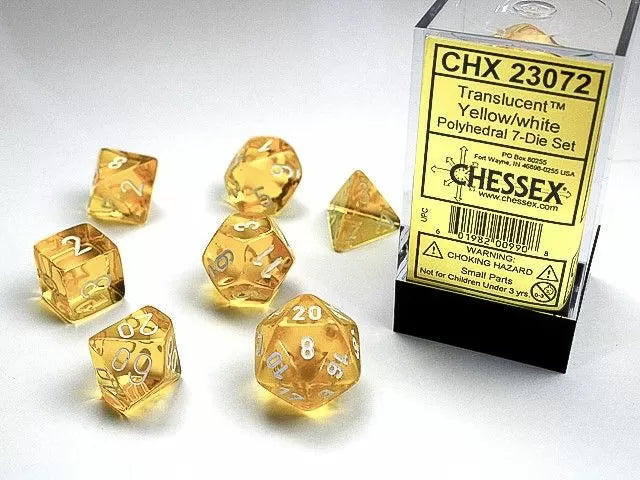 CHX273072 Translucent Yellow/White Polyhedral Dice