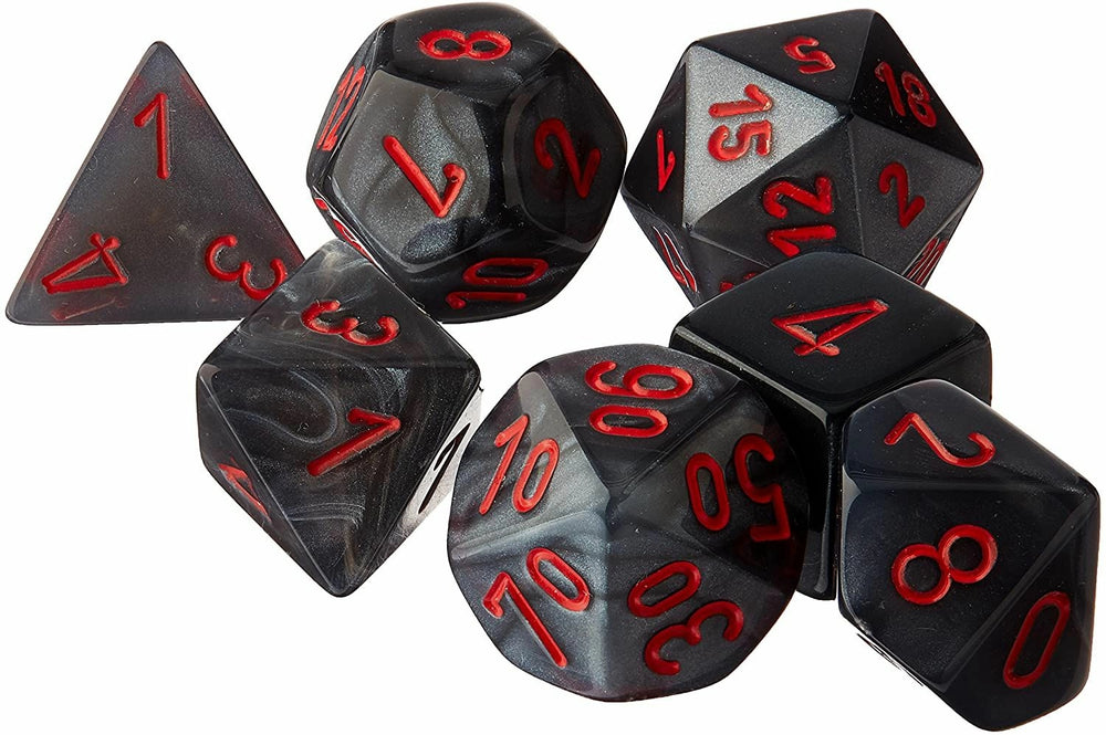 CHX27478 Velvet Black/Red Polyhedral Dice