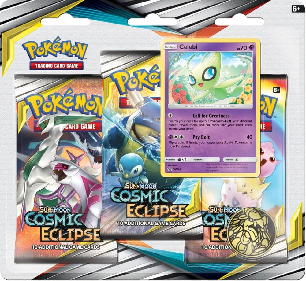 POKÉMON TCG Cosmic Eclipse Three Booster Blister - Celebi
