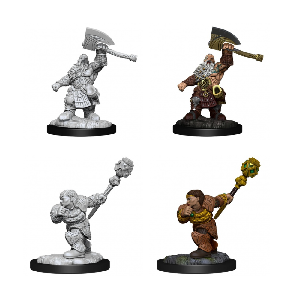 Magic the Gathering Unpainted Miniatures Dwarf Fighter & Dwarf Cleric