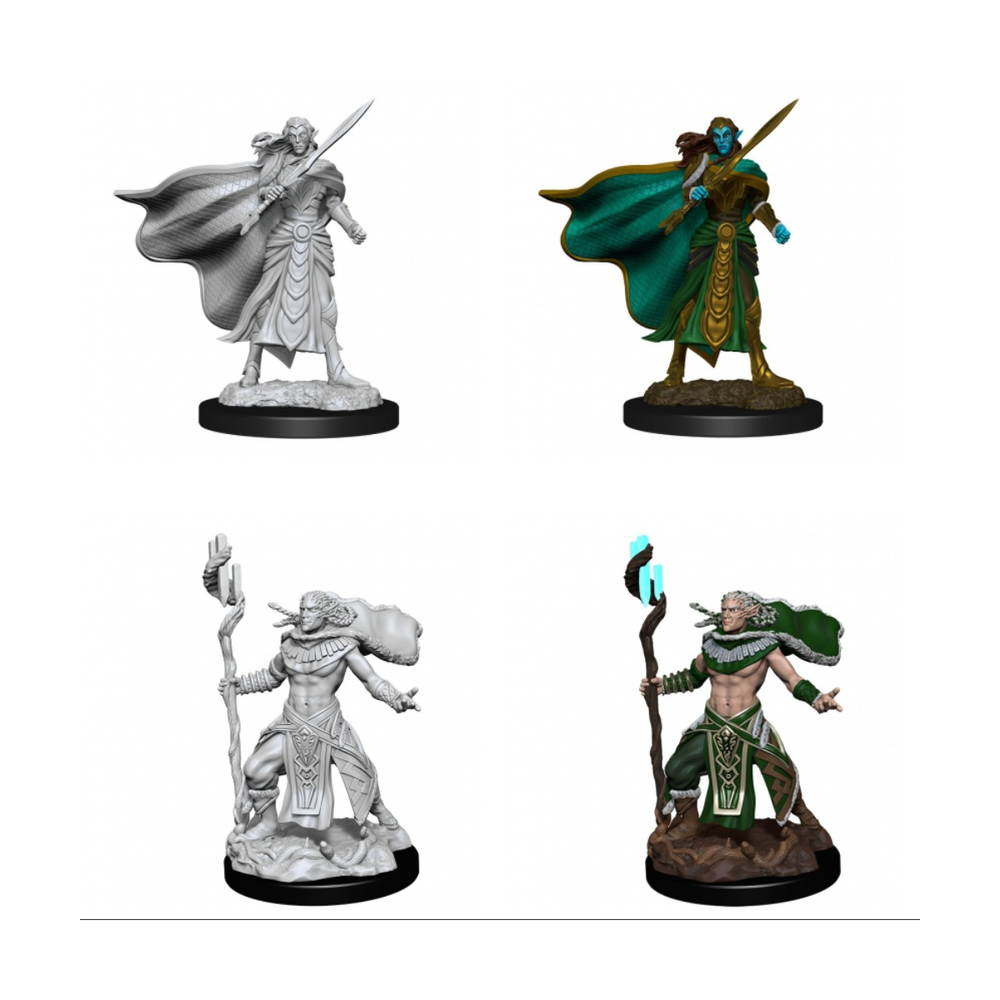 Magic the Gathering Unpainted Miniatures Elf Fighter & Elf Cleric