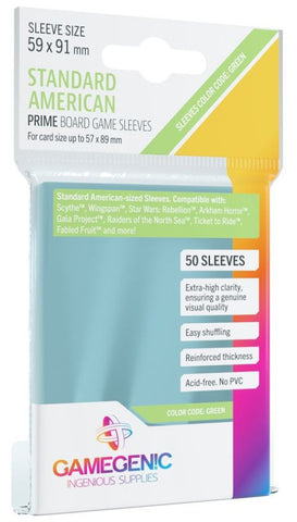 Gamegenic Prime Board Game Sleeves -Standard American-Sized 59mm x 91mm 50ct